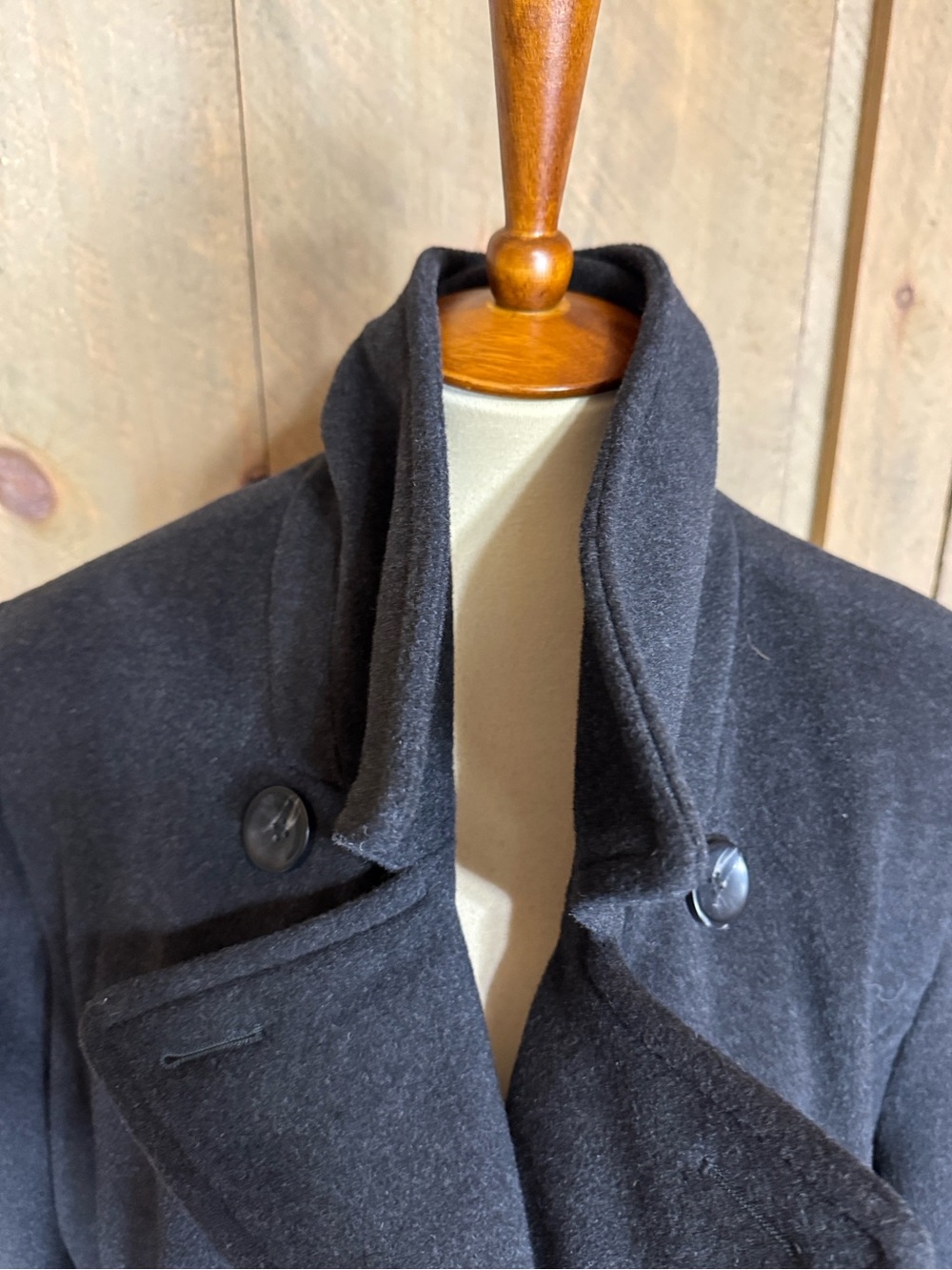 Lands’ End Classic charcoal Double-Breasted Peacoat Wool & cashmere blend 20W - Picture 3 of 16